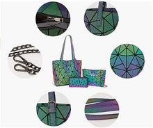 Load image into Gallery viewer, Luminous Geometric Women Fashion Handbags Wallet Tote Bag Shoulder Bag Top Handle Satchel Purse Set 4pcs