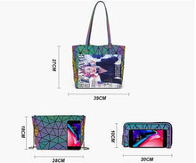 Load image into Gallery viewer, Luminous Geometric Women Fashion Handbags Wallet Tote Bag Shoulder Bag Top Handle Satchel Purse Set 4pcs