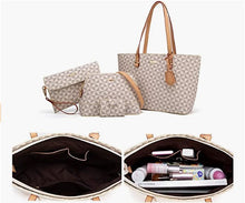 Load image into Gallery viewer, Beige Lattice Women Fashion Synthetic Leather Handbags Tote Bag Shoulder Bag Top Handle Satchel Purse Set 4pcs