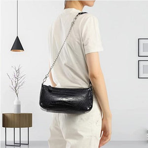 Small Purse for Women, Retro Classic Tote HandBag Shoulder Bags Crocodile Pattern Clutch Purse with Zipper Closure